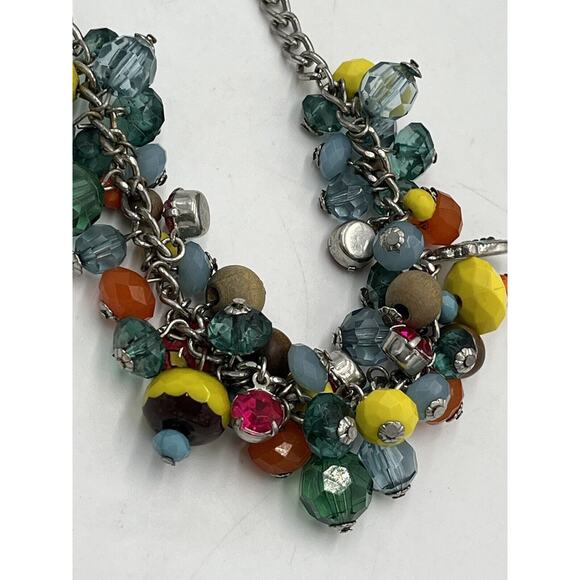 Betsey Johnson Betseyville Multicolor Beaded Cluster Owl Charm Heart Necklace - Picture 8 of 13
